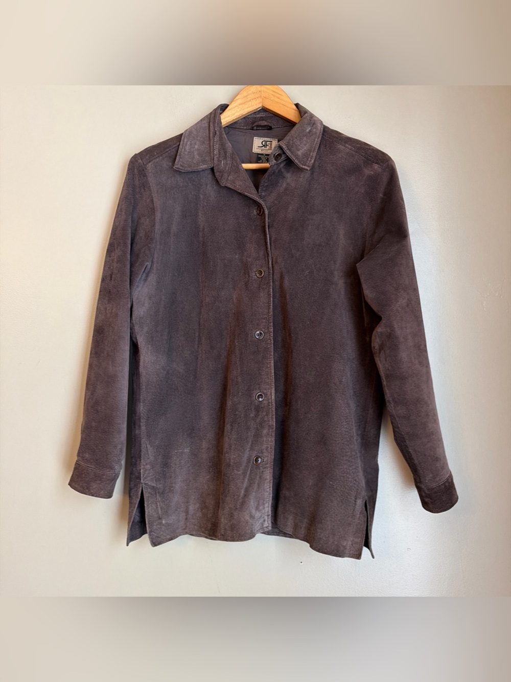 Rafaella Sport Suede Leather Shirt Jacket Shacket Women Medium Button Up